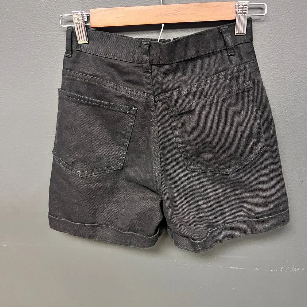 Vintage girls 12 slim Basic Equipment 100% cotton black denim shorts 3in inseam
